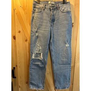 Abercrombie & Fitch The Dad High Rise Distressed Straight Leg Jeans Size 30/10